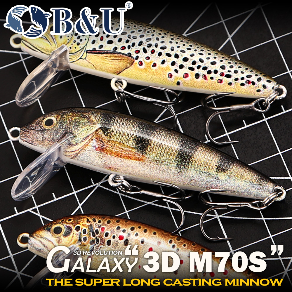 Trout Fishing Lure - B&U Fishing Lures Sinking Minnow, 3D