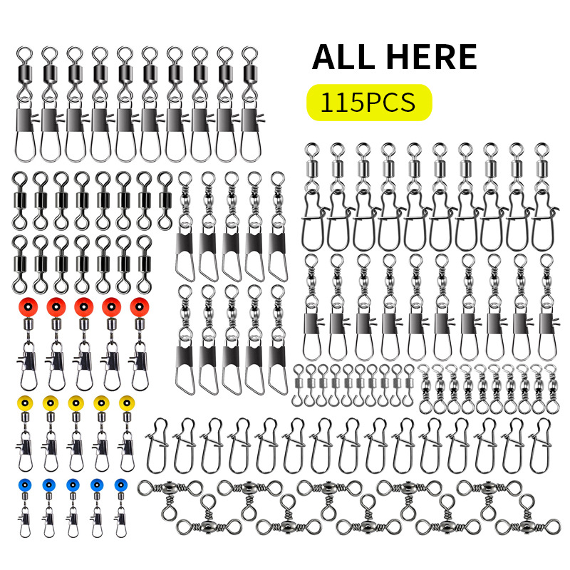 Fishing Equipment Kit - 115pcs Fishing Swivel Connectors Kit with